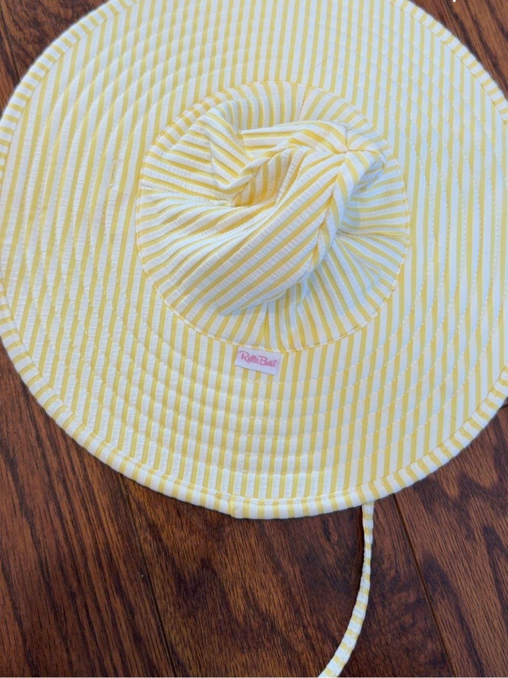 Ruffle Butts Yellow and White Striped Sun Hat